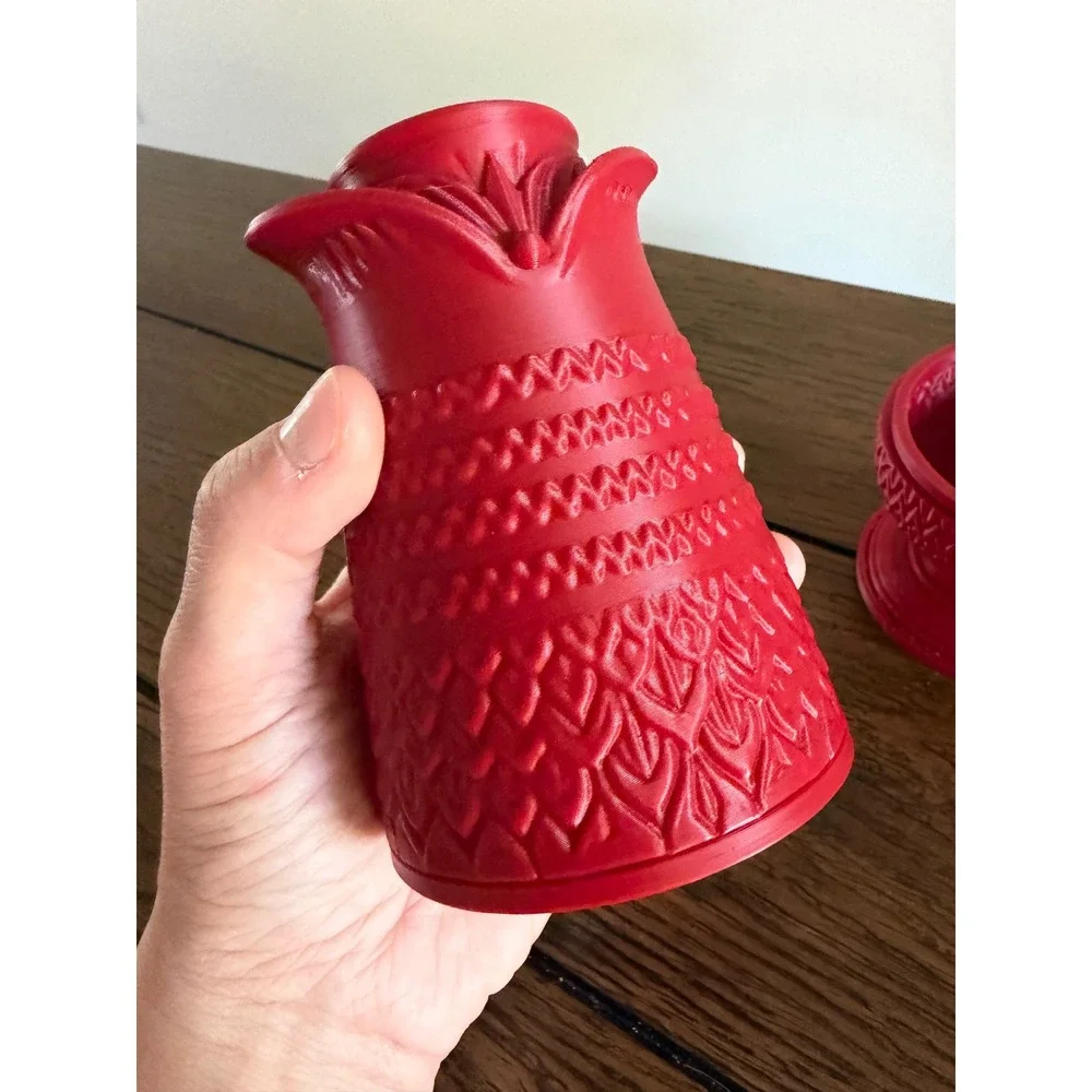 Owl Fairy Lamp Red 3D Printed Viking Fairy Lamp Style Textured